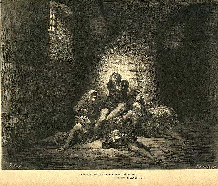 Il conte Ugolino e i suoi figli nella torre della fame, incisione di Gustave Doré