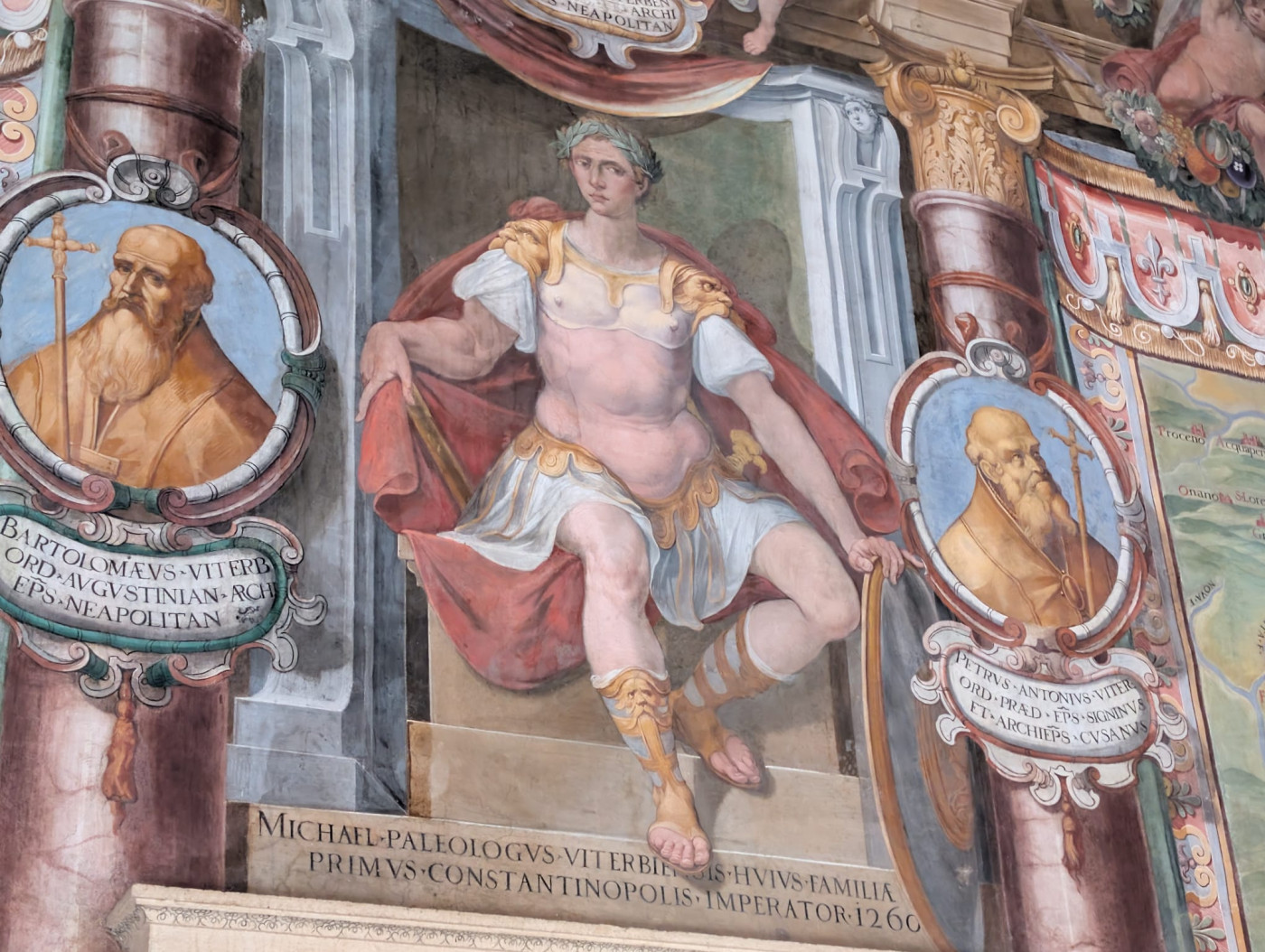 L'imperatore Michele Paleologo, raffigurato in Sala Regia (Palazzo dei Priori, Viterbo)